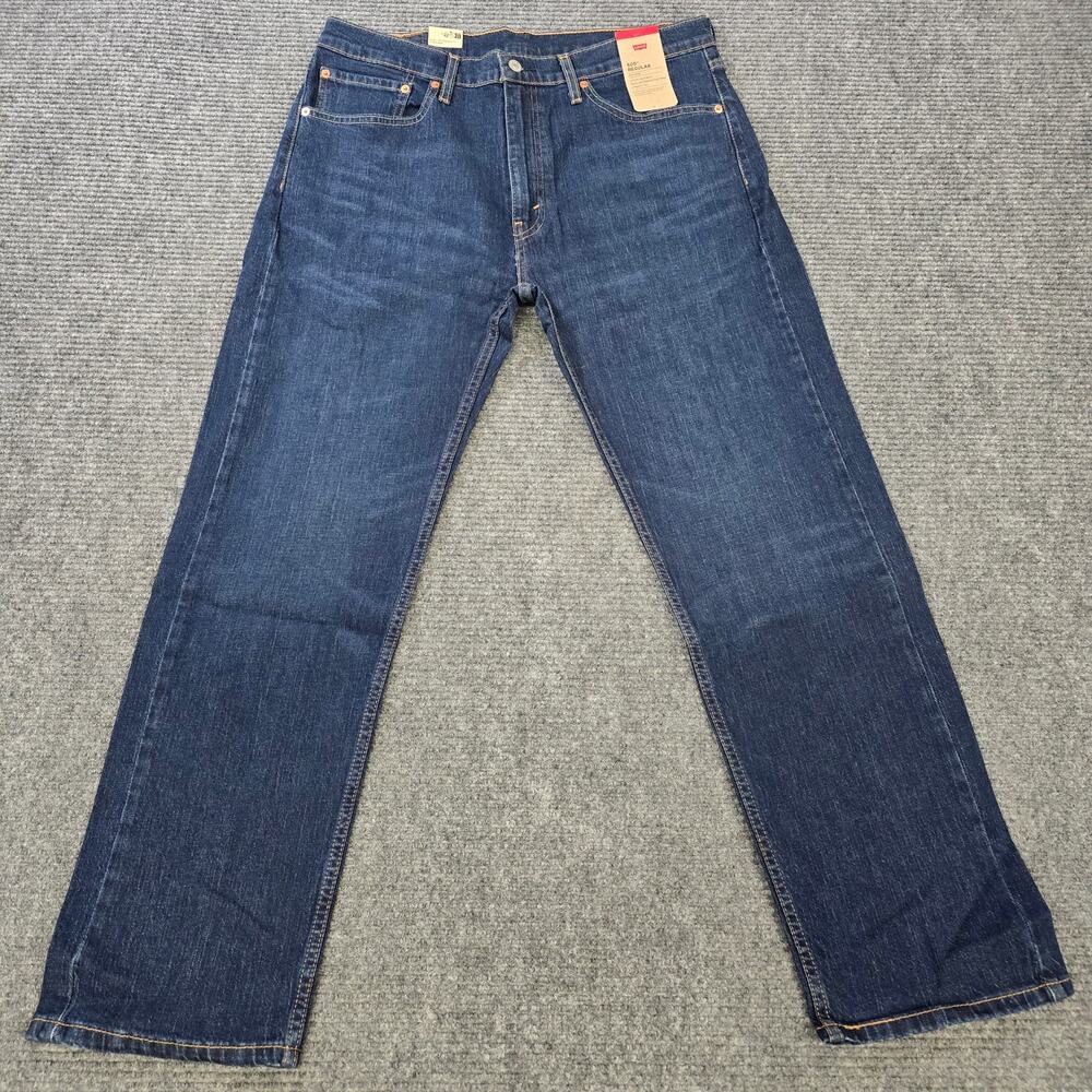 Levi's 505 Jeans Mens 36x30 Dark Wash Straight Leg Stretch NWT